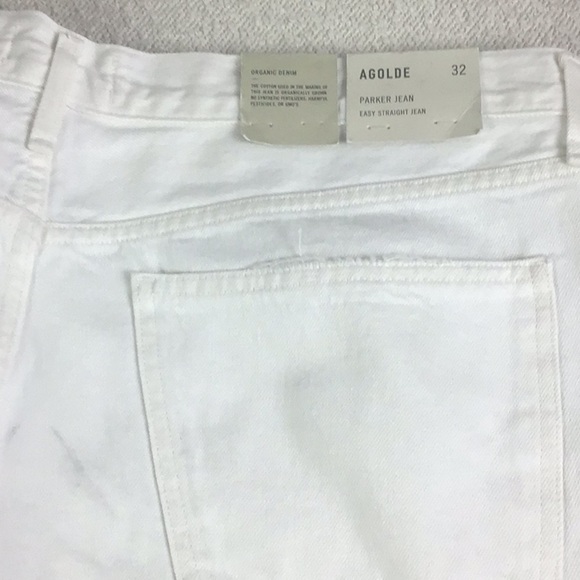 New Agolde Parker Straight Jeans White Milkshake Plus Size 32 Button Fly - Picture 12 of 12
